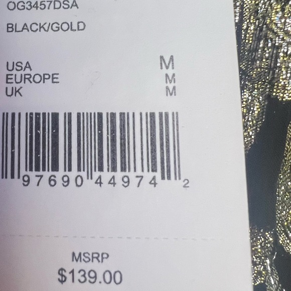 Gibson Latimer Black and Gold Patterned Dress M - Picture 5 of 5